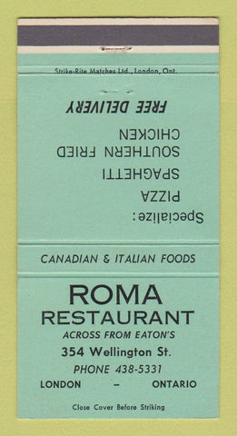 Matchbook Cover - Roma Restaurant London ON 30 Strike
