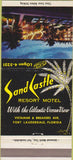 Matchbook Cover - Sand Castle Resort Motel Ft Lauderdale FL 30 Strike