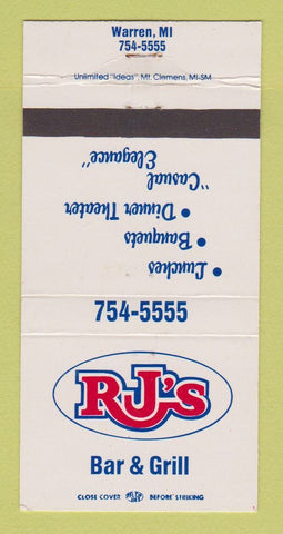 Matchbook Cover - RJ's Bar & Grill Warren MI 30 Strike