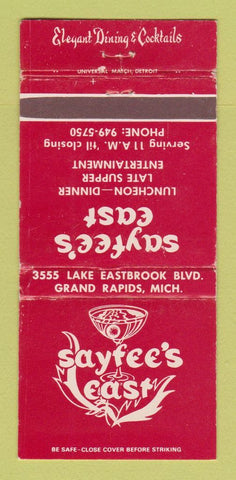 Matchbook Cover - Sayfee's East Restaurant Grand Rapids MI WEAR 30 Strike
