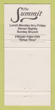 Matchbook Cover - Summit Restaurant Racine WI 30 Strike