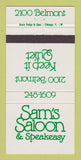 Matchbook Cover - Sam's Saloon & Speakeasy Chicago IL 30 Strike