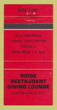 Matchbook Cover - Ridge Restaurant Stoney Creek ON 30 Strike