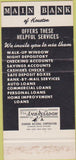 Matchbook Cover - Main Bank of Houston TX 30 Strike
