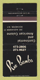 Matchbook Cover - Rio Bamba Restaurant Rochester NY WEAR 30 Strike