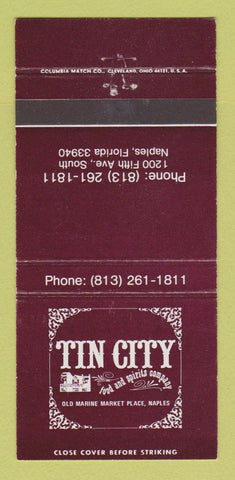 Matchbook Cover - Tin City Restaurant Naples FL 30 Strike