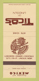 Matchbook Cover - Tico's Mexican Restaurant Lincoln NE 30 Strike