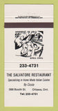 Matchbook Cover - The Salvatore Restaurant Ottawa ON 30 Strike