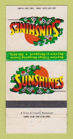Matchbook Cover - Sunshines Willowdale ON WEAR 30 Strike