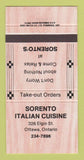 Matchbook Cover - Sorento Italian Restaurant Ottawa ON 30 Strike