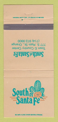 Matchbook Cover - South of Santa Fe Orange CA 30 Strike