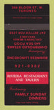 Matchbook Cover - Riviera Restaurant and Tavern Toronto ON SAMPLE 30 Strike
