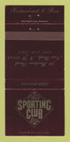 Matchbook Cover - The Sporting Club New York City 30 Strike