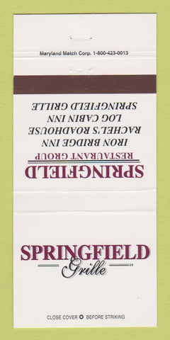 Matchbook Cover - Springfield Grille 30 Strike