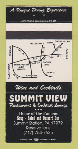 Matchbook Cover - Summit View Restaurant Summit Station PA #1 30 Strike
