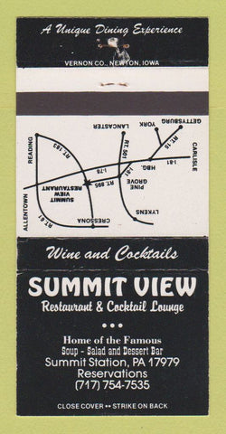Matchbook Cover - Summit View Restaurant Summit Station PA #2 30 Strike