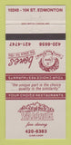 Matchbook Cover - Walden's Restaurant Edmonton AB 30 Strike