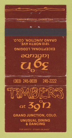 Matchbook Cover - Timbers at 39 Latitude Grand Junction Colorado WEAR 30 Strike