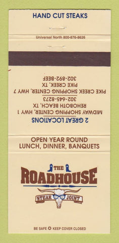 Matchbook Cover - Roadhouse Steak Joint Rehoboth Beach TX Pike Creek 30 Strike