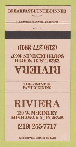 Matchbook Cover - Riviera Restaurant South Bend Mishawaka IN 30 Strike