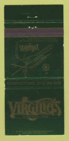 Matchbook Cover - Virgilio's Italian Restaurant Los Angeles CA 30 Strike