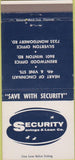 Matchbook Cover - Security Savings  and  Loan Bank Cincinnati OH 30 Strike