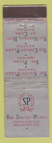 Matchbook Cover - Savoy Plaza New York City FEDERAL LONG WORN