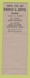 Matchbook Cover - Harold Jervis Real Estate Maywood CA