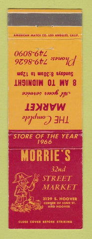 Matchbook Cover - Morrie's 32nd Street Market Los Angeles CA