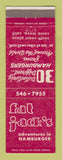 Matchbook Cover - Fat Jack's Hamburgers Costa Mesa CA