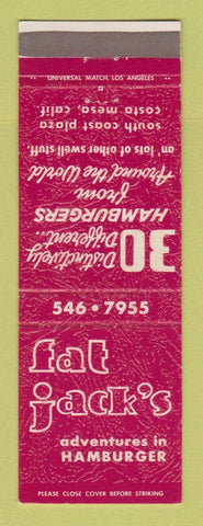 Matchbook Cover - Fat Jack's Hamburgers Costa Mesa CA