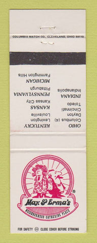 Matchbook Cover - Max & Erma's Rcolumbus Dayton Toledo OH WEAR