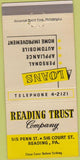 Matchbook Cover - Reading Trust Bank Reading PA 30 Strike