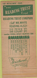 Matchbook Cover - Reading Trust Bank Reading PA 30 Strike