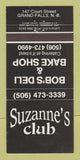 Matchbook Cover - Suzanne's Club Grand Falls NB 30 Strike