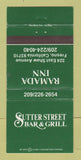 Matchbook Cover - Sutter Street Bar Grill Ramada Inn Fresno CA WEAR 30 Strike