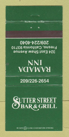 Matchbook Cover - Sutter Street Bar Grill Ramada Inn Fresno CA WEAR 30 Strike