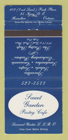 Matchbook Cover - Sweet Garden Pastry Cafe Hamilton ON WEAR 30 Strike