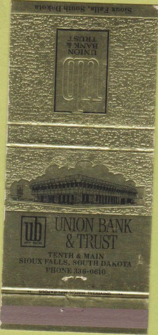 Matchbook Cover - Union Bank  and  Trust Sioux Falls SD 30 Strike