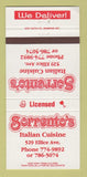 Matchbook Cover - Sorrento's Italian Restaurant Winnipeg MB #2 30 Strike