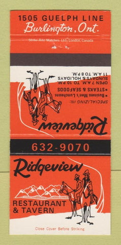 Matchbook Cover - Ridgeview Restaurant Burlington ON 30 Strike
