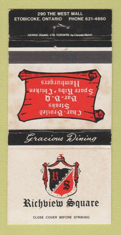 Matchbook Cover - Richview Square Etobicoke ON 30 Strike