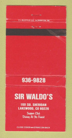Matchbook Cover - Sir Waldo's Restaurant Lakewood Colorado WEAR 30 Strike