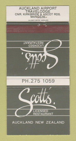 Matchbook Cover - Scott's Restaurant Auckland New Zealand  30 Strike
