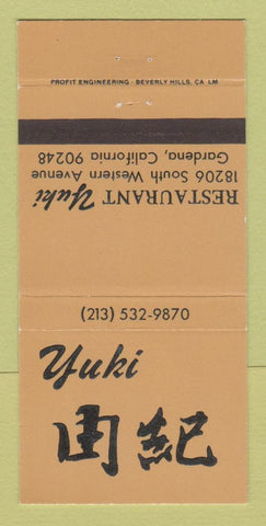 Matchbook Cover - Restaurant Yuki Gardena CA 30 Strike