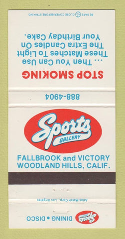 Matchbook Cover - Sports Gallery Woodland Hills CA restaurant  30 Strike