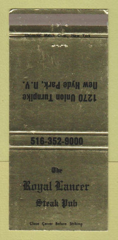Matchbook Cover - Royal Lancer Steak Pub Nwe Hyde Park NY 30 Strike