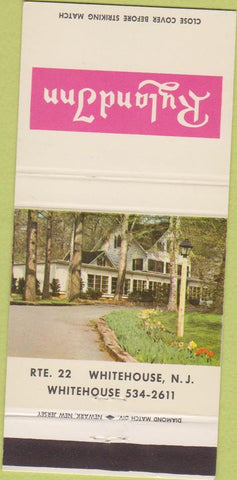 Matchbook Cover - Lyland Inn Motel Whitehouse NJ 30 Strike