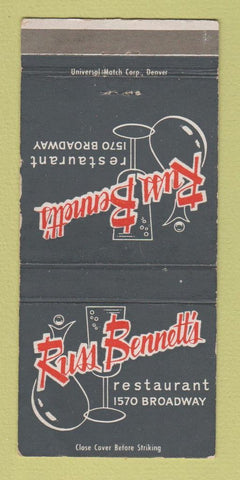 Matchbook Cover - Russ Bennett's Restaurant Denver Colorado WEAR 30 Strike