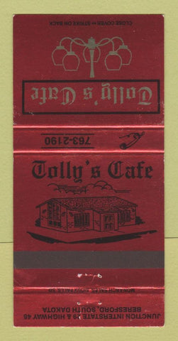 Matchbook Cover - Tolly's Cafe Beresford SD 30 Strike